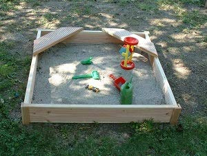 Sandkasten Verschiedene Größen -Schöner Stabiler Sandkasten aus massivem Holz (150 x 150 + 2 Stitze)