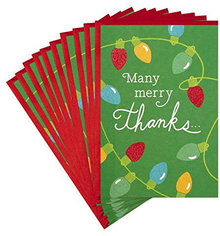 Hallmark Pack of Christmas Thank You Cards, Merry Thanks (10 Cards with Envelopes)