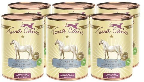 Terra Canis Pferd mit Amaranth, Classic Nassfutter für Hunde, 6x400g | 100% Lebensmittelqualität aller Rohstoffe, mit frischem Fleisch und nahrhaften Innereien, glutenfrei und getreidearm