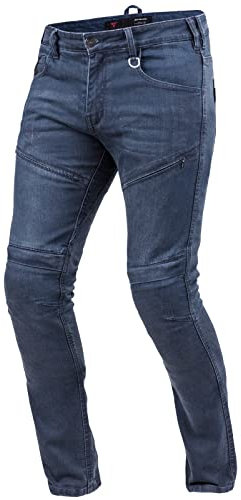 SHIMA GRAVEL Motorradjeans Herren - Belüftete Skinny Fit Biker Motorradhose Männer mit Kevlar-Verstärkungen, Knie und Hüft Protektoren (Blau, 38)