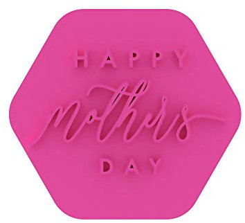 LissieLou Happy Mother's Day Style 3 Cookie Stamp Love Heart Icing Fondant Embosser - Light Pink
