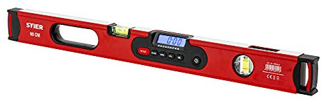 STIER Digitale Wasserwaage, SDW-600 LCD-Display, ±0,2°, 60 cm, vertikal & horizontal einsetzbar, HOLD-Funktion