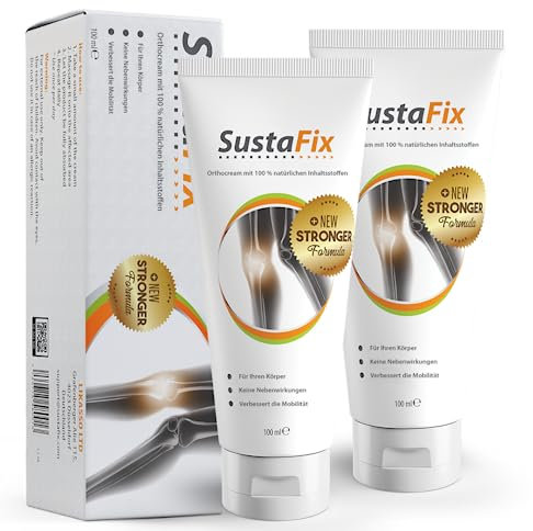 SustaFix Schmerzsalbe zur Linderung von Gelenkschmerzen - Entzündungshemmende Muskel Salbe - Natürliches Mittel gegen Muskelverspannungen & Knieschmerzen - Schmerzgel entzündungshemmend stark