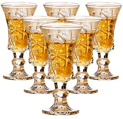 JAIEF Vasos de jerez de 45 ml, vidrio sin plomo, vasos de chupito transparentes de base pesada (juego de 6)