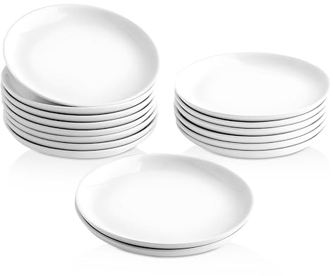 16 Pack White Small Dessert Plates 14cm Small Plates for Dessert Appetizer and Sauce, Waffles, Cakes, Small White Plates, Microwave, Oven and Dishwasher Safe