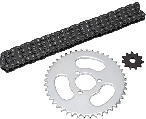 Drive Sprocket Chain Combo, Front and Rear Sprocket Chain Replacement, High Power Steel T8F Gear Chain Set for Modified Karts ATVs and Mini Motorcycles