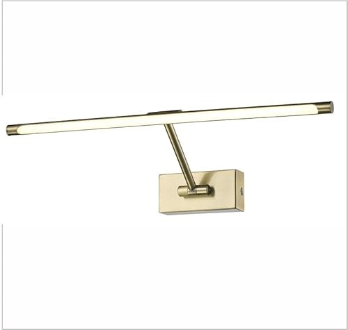 PAPUQ Aplique LED de pared para iluminar cuadros, espejos, murales, 8W tradicional y elegante,tono de luz cálida 3000K, acabado bronce, articulado y orientable. 48cm
