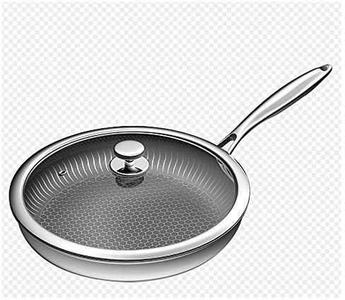 YANYUESHOP Sartén de Acero Inoxidable Sartén Antiadherente Compatible con inducción Utensilios de Cocina multipropósito Uso para Cocina casera o Restaurante (Tamaño : B)