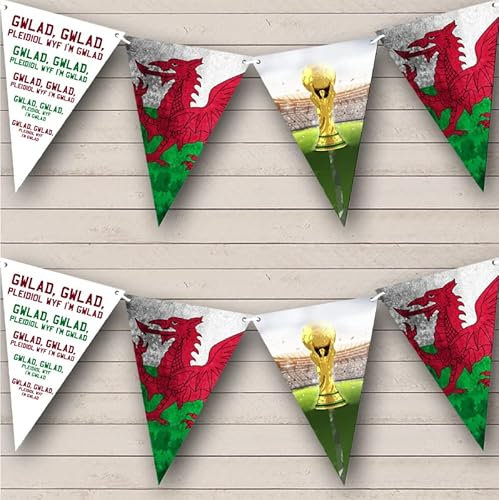 Fingerprint Designs Wales Football Welsh Flag World Cup Personalised Any Text Banner Bunting