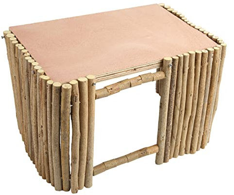 Kleintierversteck mit Plattform, sicheres Holzhaus für Kaninchen und Meerschweinchen, natürlicher Rückzugsort mit erhöhter Liegefläche für Hamster Chinchilla und kleine Nagetiere
