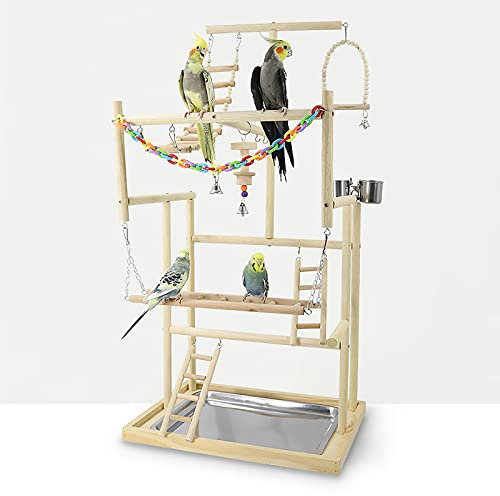 Parrot Playstand, Bird Playground, Papagei Vogel Spielplatz, Papageien Vogelständer Vogelspielplatz für Vogelkäfige, für Wellensittich Nymphensittich(48 * 33.5 * 94.5CM)