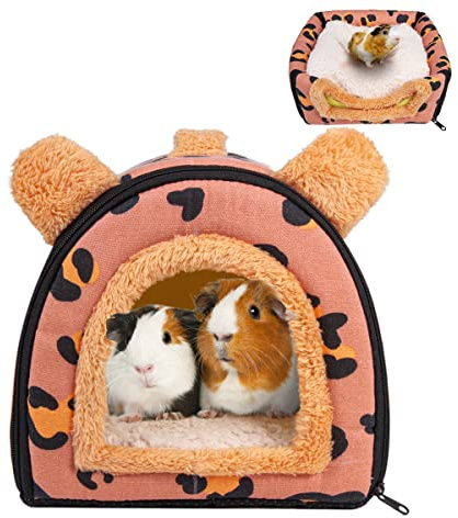 Pantula Meerschweinchen Bett, Meerschweinchen Kuschelhöhle mit Abnehmbarem Kissen, Kaninchenhöhle Winter Kuschelhöhle für Hamster Frettchen Igel Chinchilla (rosa)
