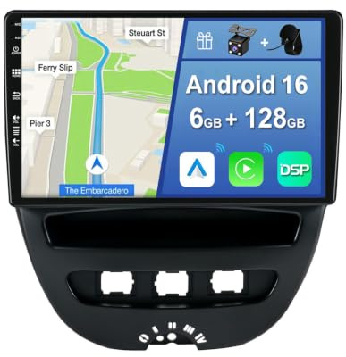 YUNTX [6GB+128GB] Autoradio 2 DIN Android 14 per Peugeot 107 Toyota Aygo Citroen C1 2005-2014-[Incorporato Carplay/Android Auto/DSP/GPS]-IPS 2.5D 10.1 Touch Screen-Camera+MIC-DAB/Mirror Link