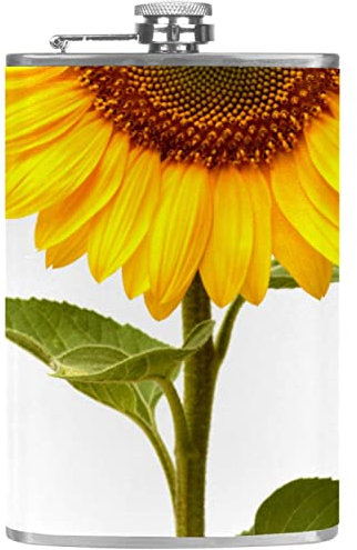 Flasque avec entonnoir Flacons personnalisés,Tournesol,Petit flacon portatif en acier inoxydable pour l'alcool