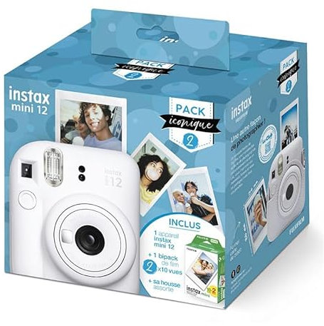 FUJIFILM Appareil Photo Instantané Instax Mini 12 Blanc Pack Iconique