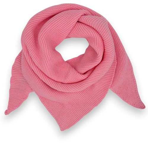Ziona Strickschal dreieck damen, Winter Wolle Dreiecksschal weich, leichtes Dreieckstuch Herbst (Rosa)