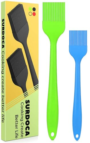 SURDOCA Backpinsel Silikonpinsel Küchenpinsel kochpinsel- 8.2+10.1 BPA-freies Silikon in Lebensmittelqualität Pinsel Küche, 446℉ (230℃) Wärmebeständigkeit Pinsel Backen BBQ Grillpinsel