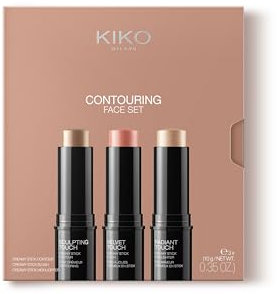 KIKO Milano Contouring Face Set 01 – 3 Stick Makeup Kit with Cream Contour Stick, Highlighter & Blusher – Blendable Cool Tone Formula for Sculpted, Defined Finish