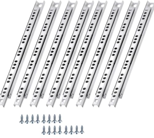 8 Stück(4 Paar) Schubladenschienen, 310mm 17mm Nut Schienen für Schubladen | Schubladenauszug mit Schrauben, Schubladen Schienensystem für Schränke Lagerschränke Schubladen