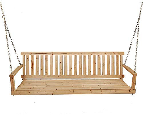Gartensitzbank 48-Zoll-Schaukelbank Aus Holz Für Die Veranda Mit Metallkette, Mit Armlehnen Und Rückenlehne, Freizeit-Schaukelstuhl Aus Massivholz, Hängesessel Mit Korrosionsschutz Für Den Außenberei