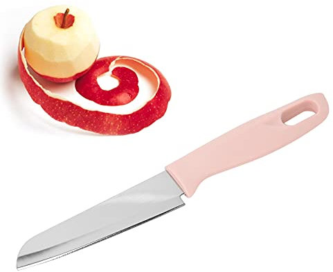 Cuchillo Para Pelar Frutas, Cuchillo De Cocina Para Verduras, Cuchillo Utilitario Con Funda, Cortador De Melón Portátil De Acero Inoxidable Con Funda Para Uso Doméstico(Rosa)