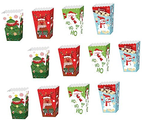 COLLBATH 12stücke Teiliges Weihnachts-packpapier-geschenkbox Festlichen Popcorn Süßigkeiten-behältern Lebensmittelechte Papierverpackung Für Backwaren Und Partydekoration