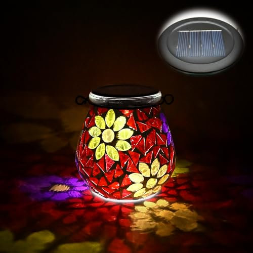 TOTHDATE 1 lampada solare a mosaico ovale per esterni, in vetro On/Off, lampada da tavolo, impermeabile IP65, impermeabile, per prato, vialetto, cortile, pavimento, stagno, fiori,
