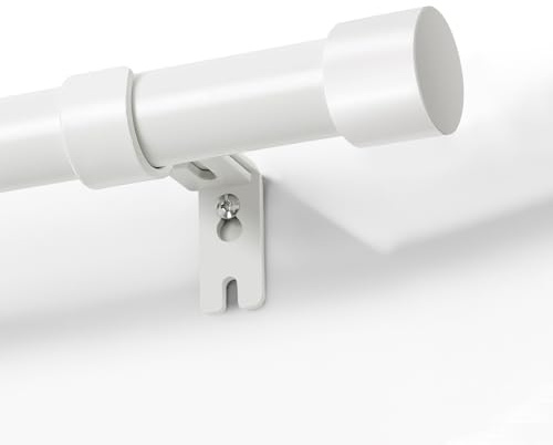 Joydeco Einstellbare Weiß Gardinenstange Set 76cm-236cm Dekorative Vorhangstange mit Aluminium Endkappe für Duschraum Schlafzimmer Wohnzimmer DEY2A