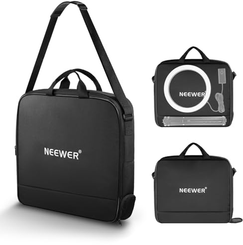 Neewer Ring Light Carrying Bag with Separate Storage Bag Expandable for Folded Light Stand Tripod, Lightweight Nylon Protective Bag for Ring Light with Stand