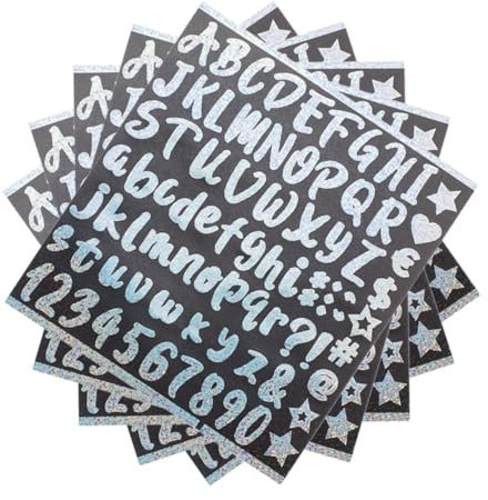 Lurrose Alphabet Zahlen Aufkleber Regenbogen Selbstklebend 5 Blätter 1 Zoll Groß Selbstgemacht Glitzer Ornamente für Scrapbooking Tassen Flaschen Karten Bastelprojekte Sammelalben