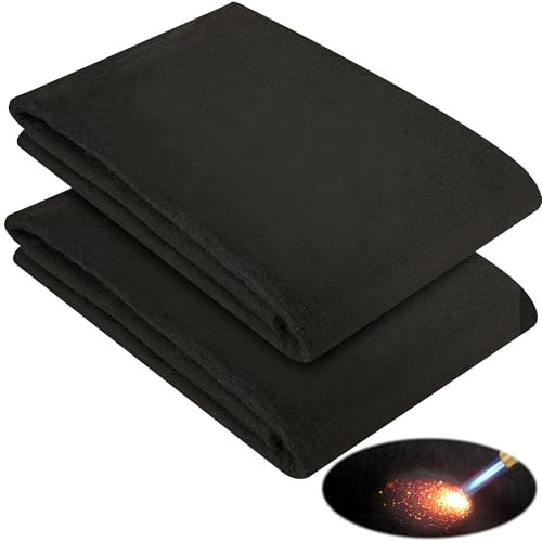 Manta de soldadura de fieltro de carbono ignífuga, 2 paquetes de 12 x 28 pulgadas, tela resistente al calor, almohadilla de aislamiento de alta temperatura de 982.2 °C, alfombrilla protectora ignífuga