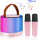 Karaoke Infantil,Karaoke 2 Microfonos, Karaoke Infantil y Microfono Inalambrico, Altavoz Bluetooth Portátil para Niñas y Niños, para Fiestas en Casa/Regalos/Juguetes