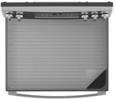 KitchenRaku Herdabdeckplatte Abdeckung 71X51cm , Spritzschutz Küche Herdabdeckplatte, Abdeckung schutz für Cerankochfelder, Staubdichte-Matte für Induktionskochfelder (Helles Grau)