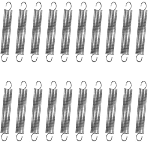 GUNGY Zugfedern mit Haken Edelstahl Zugfeder Spannfeder 40mm Außendurchmesser 6mm Drahtdurchmesser 0,7 mm Hakenwinkel 90 Grad Maximale Zugkraft 1,3kg 0,7x6x40mm 20 Stück