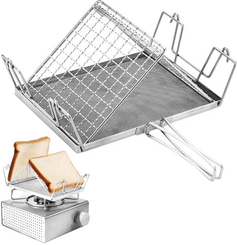 Grille-pain Pliable en Acier Inoxydable pour Réchaud à Gaz - Accessoires de Camping Compact pour l'Extérieur, les Barbecues et la Randonnée