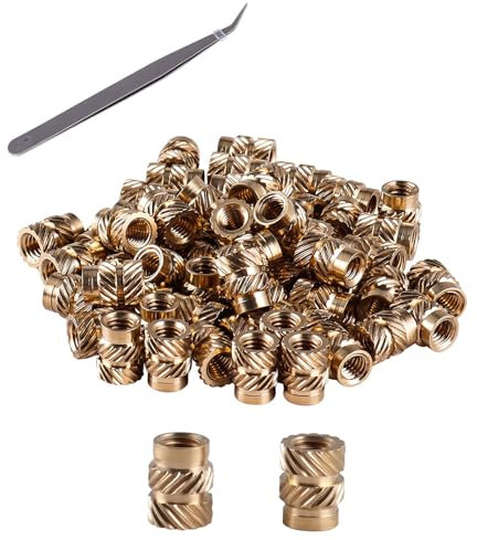 AOMIKITSTU Gewindeeinsatz 100Stück, Gewindebuchse M4×4×6.3mm, Gewindeeinsätze, Einschmelzgewinde, Gewindehülse, Einpressmuttern, Einbettung Muttern, Rändelmuttern für 3D-gedrucktes Spritzgießen