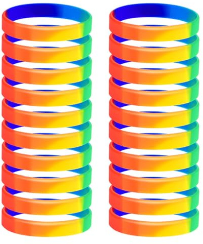 Visxcnu 20 Pezzi Braccialetto Silicone Arcobaleno Colorati Bambini Bracciale in Gomma Arcobaleno Braccialetto Silicone per Feste Forniture per Uomini Gay e Lesbiche