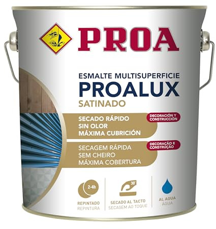 PROALUX Esmalte al agua Multiadherente. Blanco. 4 L. Multisuperficie. SATINADO. PROA.