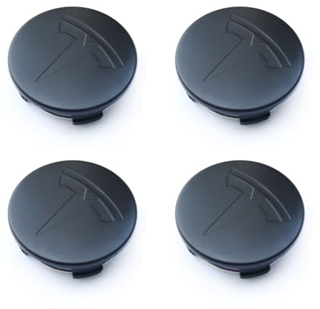 Tesheer Wheel Center Hub Cap Kit with Tesla Emble Brand Center Caps for Model 3 Model Y with 20 Lug Nut Covers (4PCS) (Matte Black)