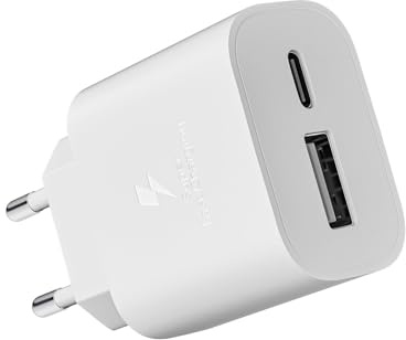 Chargeur USB C, 25W 2 Port Prise USB-A & USB-C Chargeur Rapide Adaptateur Type C Secteur pour Apple iPhone 16/15/14/13/12/11/Pro/Max X XS XR 8 7 6S Plus Mini SE, iPad, Samsung, Google Téléphones
