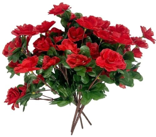 Glixoft 4 Pezzi di Seta Rododendro Mazzi di Fiori di Azalea Artificiale Mazzi di Fiori Finti per Decorazione della Casa della Damigella d'Onore Centrotavola