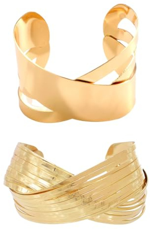 2 Stück Goldene Armbänder, Oberarmreif Armreif, Verstellbar Und Minimalistisch, Boho Armreif Silber Damen, Wickelarmband Damen
