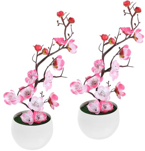 VICASKY 2 pz fiore di prugna artificiale Bonsai Piante Artificiali Decorative per Tavolo e Scrivania Durevole ed Estetico per Camera da Letto Ufficio e