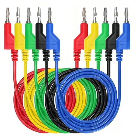 Doppelendige Messleitung, 5 Stück Messleitungen Set, 1m Prüfsonden für Digital Multimeter Elektrische, Isolierte Prüfkabel, Flexible Kupferkabel für Elektrische Prüfung, Schaltungsverbindung