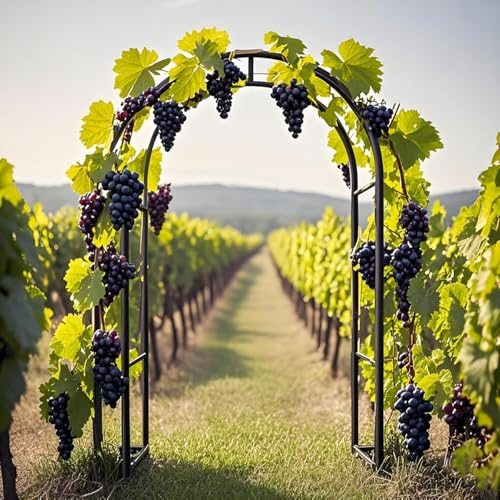 Arche de jardin treillis en acier pour plantes grimpantes, glycine, vignes, pergola en métal robuste pour pelouse, décoration de fête de mariage, 140 à 280 cm, options de hauteur (noir, 2 x 2,30 m)