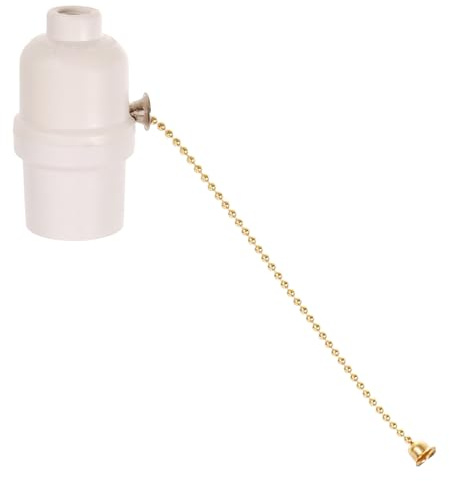 Portalámparas Cadena de Tracción Blanco Bakelita 9mm 32mm | Pieza de Repuesto para Bombilla, 150mm de Cadena, Uso en Carports y Sistemas de Monitoreo