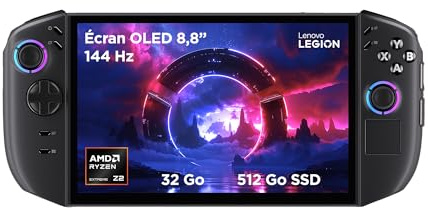 Lenovo Legion Go 2 8ASP2 - Console Gaming 8,8 OLED 144Hz (AMD Ryzen Z2 Extreme, 32Go RAM, 512Go SSD, AMD Radeon Graphics, Windows 11 Home) Sac de transport, coque de protection - Noir