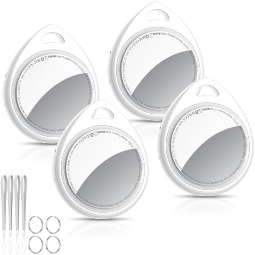 QCOQ Air Tracker Tags 4 Pack, Buscador de Objetos Bluetooth Compatible con Buscar Apple (Sólo iOS), Smart Localizador Bluetooth para Llaves, Equipaje, Cartera, Mochila, Batería Reemplazable