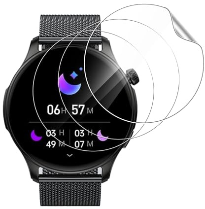 NUCNOK 3 Pack Protector Pantalla para zhizhi S67 Smartwatch (1,43 Pulgadas),Hidrogel Film HD Transparente Flexible Película,Cobertura Completa,Sin Burbujas,Antiarañazos