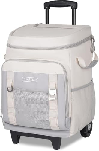 Kühltasche mit Rollen, 50L/ 75 Cans Kühltasche Gross Faltbar und Wasserdicht Kühler, Isoliertasche Thermotasche für Strand, Camping, Picknick, Einkaufen